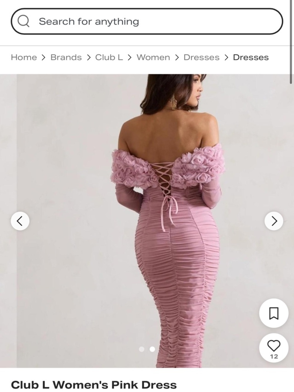 Club L London Pink Off-Shoulder Rosette Ruched Long Sleeve Dress - Picture 2 of 5